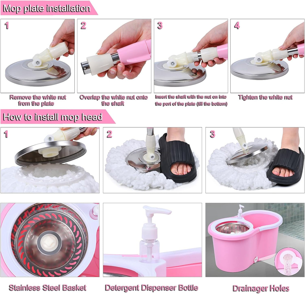 Mop and Bucket Set(Pink)