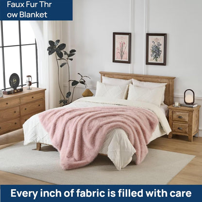 Luxury Fluffy Faux Fur Throw Blanket,Thick Fluffy Silky Fuzzy Cozy Blanket,Plush Blankets for Couch, Sofa, Chair, Bed-Pink,50x60 Inches