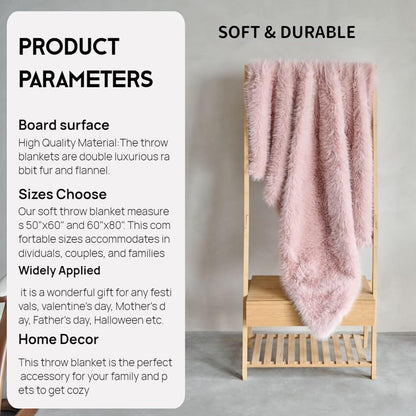 Luxury Fluffy Faux Fur Throw Blanket,Thick Fluffy Silky Fuzzy Cozy Blanket,Plush Blankets for Couch, Sofa, Chair, Bed-Pink,50x60 Inches