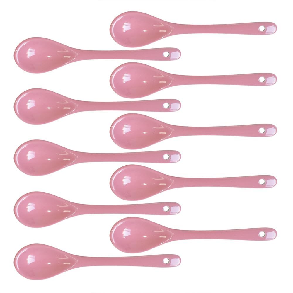 Pink 10 pcs Porcelain Egg Spoons Ceramic Spoons 4.7 inch Coffee Dessert Yogurt Tea Milky Tea
