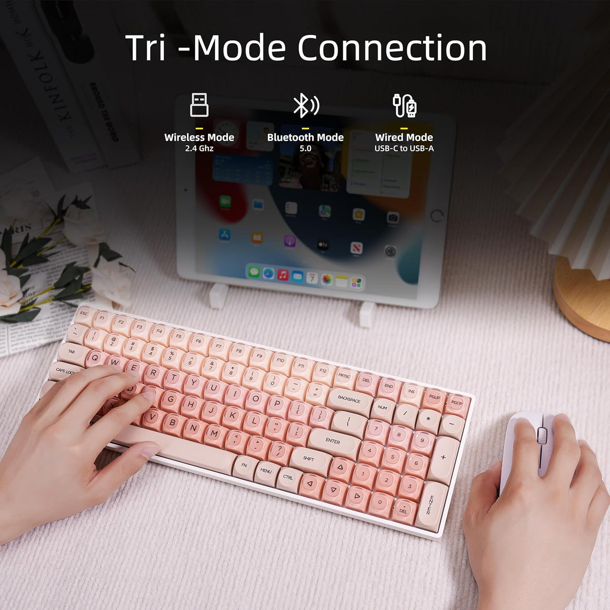 ZH100 Foundation Mechanical Keyboard,98% Pink Creamy Keyboard with Number Pad,Full Size Gaming Keyboard Cute,Jelly MOA Profile Round Keycaps,Creamy Sounding Linear Switches,PC Gaming