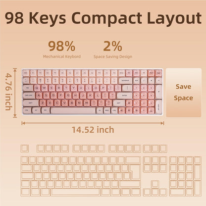 ZH100 Foundation Mechanical Keyboard,98% Pink Creamy Keyboard with Number Pad,Full Size Gaming Keyboard Cute,Jelly MOA Profile Round Keycaps,Creamy Sounding Linear Switches,PC Gaming