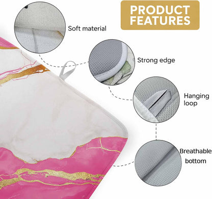 Dish Drying Mat Abstract Marble Kitchen Counter Drying Pad for Dishes Glasses Cups and Cookware Marble Pink Absorbent Dish Drying Mat Machine Washable Kitchen Accessories 2 Pack 18" x 24"