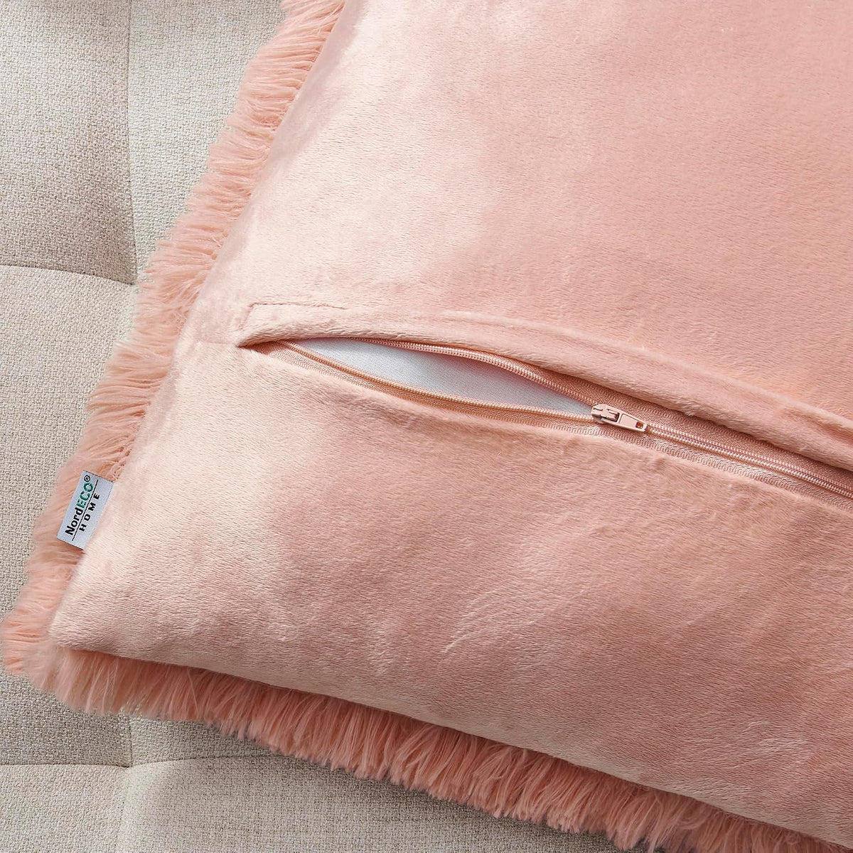 Luxury Soft Faux Fur Fleece Cushion Cover Pillowcase Decorative Throw Pillows Covers, Valentines Day Gift No Pillow Insert, 18" x 18" Inch, Pink, 2 Pack
