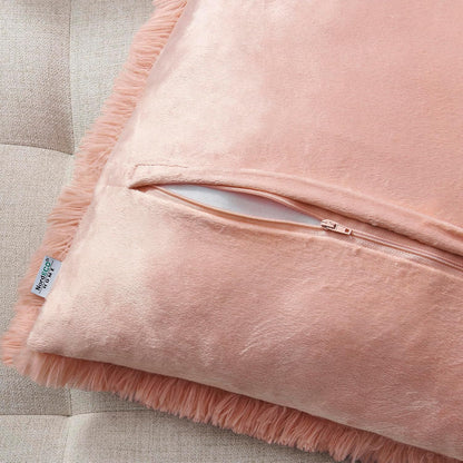 Luxury Soft Faux Fur Fleece Cushion Cover Pillowcase Decorative Throw Pillows Covers, Valentines Day Gift No Pillow Insert, 18" x 18" Inch, Pink, 2 Pack
