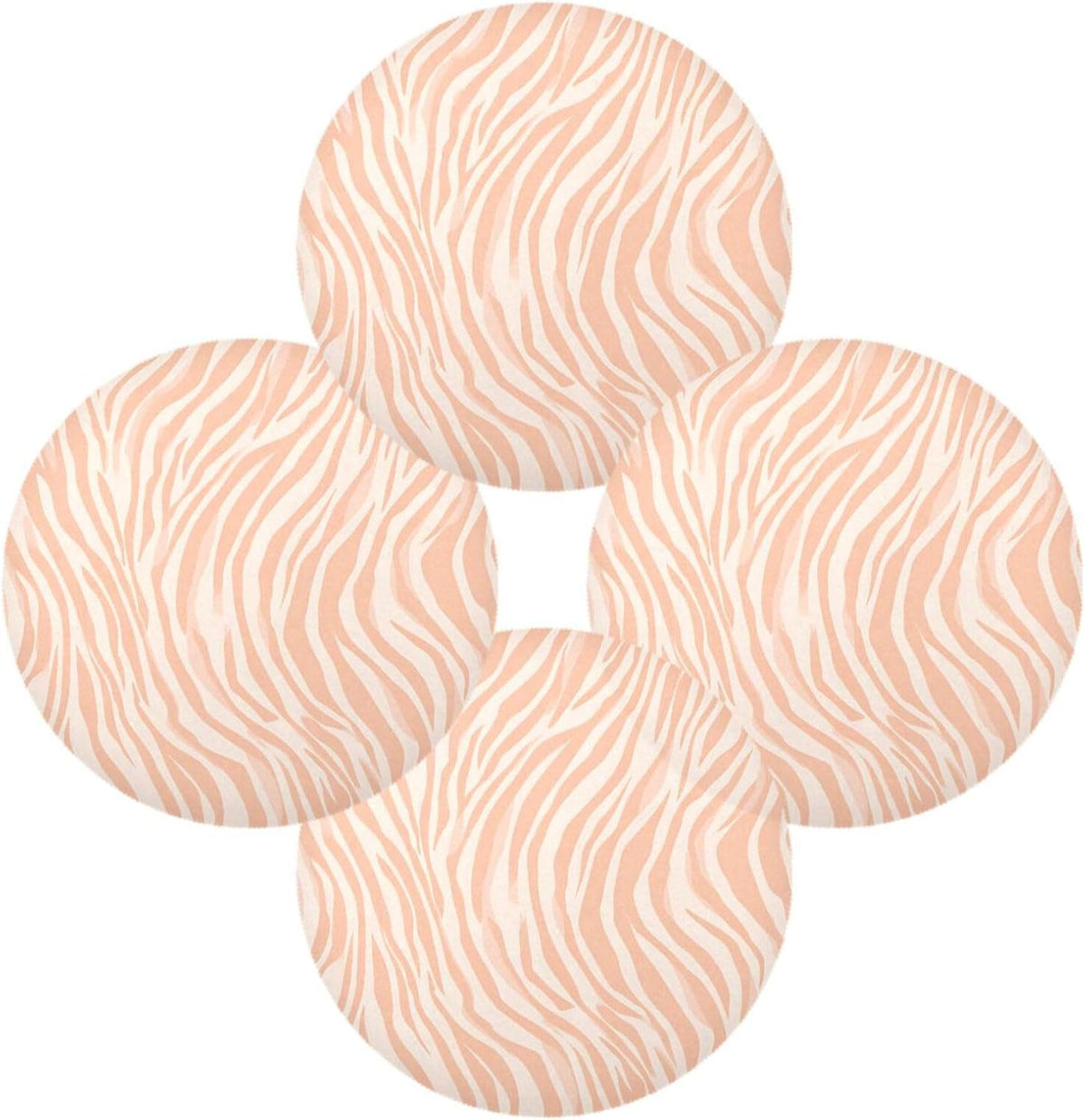 Round Placemats Pattern Peach Zebra Print Table Mats Washable Non-Slip Heat Resistant Place Mats for Dining Table Home Decoration Tray Mat 15.4"X15.4", Set of 1