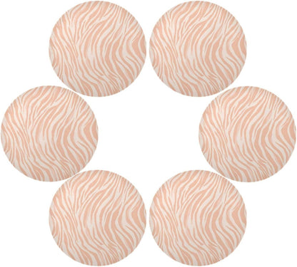Round Placemats Pattern Peach Zebra Print Table Mats Washable Non-Slip Heat Resistant Place Mats for Dining Table Home Decoration Tray Mat 15.4"X15.4", Set of 1