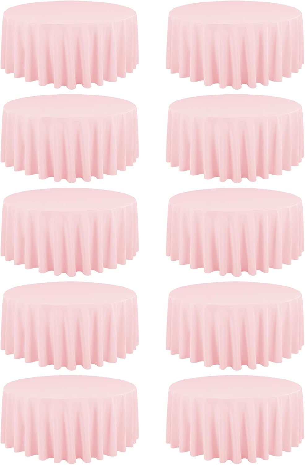 10 Packs 90 Inch Pink Round Polyester Tablecloths
