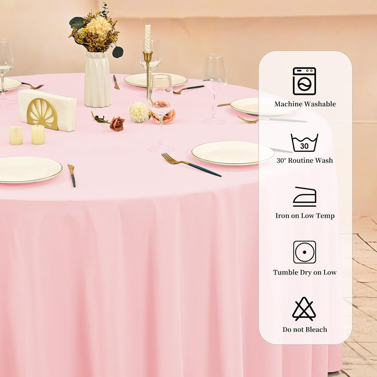 10 Packs 90 Inch Pink Round Polyester Tablecloths