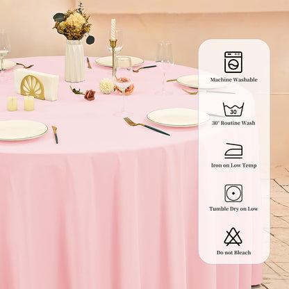 10 Packs 90 Inch Pink Round Polyester Tablecloths
