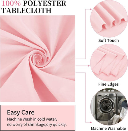 10 Packs 90 Inch Pink Round Polyester Tablecloths