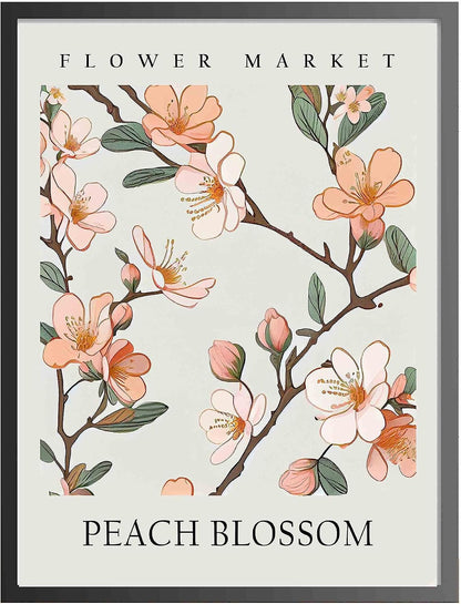 Peach Blossom Flower Market Unframed Poster Art Print, Floral Wall art Decor, Botanical Artwork Bedroom Bathroom Living room Decoration 47 (Peach Blossom, 10"L x 8"W, Unframed)