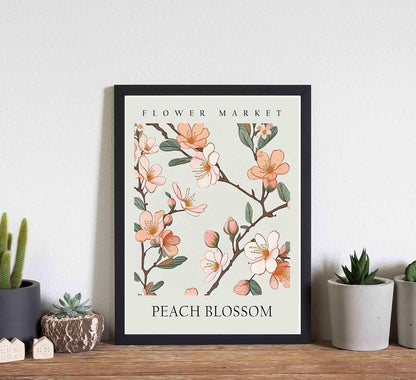 Peach Blossom Flower Market Unframed Poster Art Print, Floral Wall art Decor, Botanical Artwork Bedroom Bathroom Living room Decoration 47 (Peach Blossom, 10"L x 8"W, Unframed)