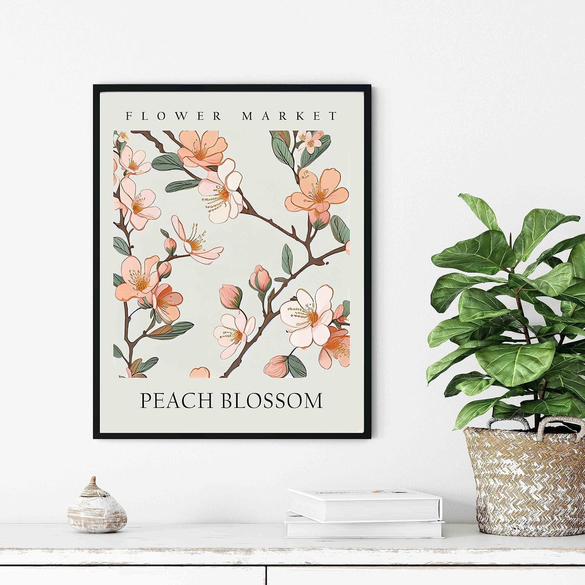 Peach Blossom Flower Market Unframed Poster Art Print, Floral Wall art Decor, Botanical Artwork Bedroom Bathroom Living room Decoration 47 (Peach Blossom, 10"L x 8"W, Unframed)