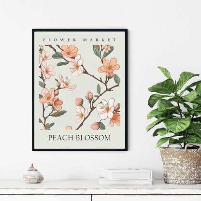 Peach Blossom Flower Market Unframed Poster Art Print, Floral Wall art Decor, Botanical Artwork Bedroom Bathroom Living room Decoration 47 (Peach Blossom, 10"L x 8"W, Unframed)
