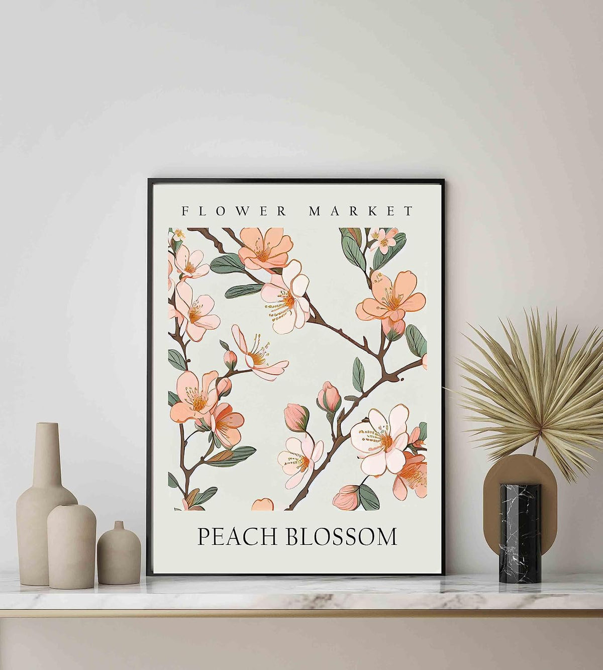 Peach Blossom Flower Market Unframed Poster Art Print, Floral Wall art Decor, Botanical Artwork Bedroom Bathroom Living room Decoration 47 (Peach Blossom, 10"L x 8"W, Unframed)