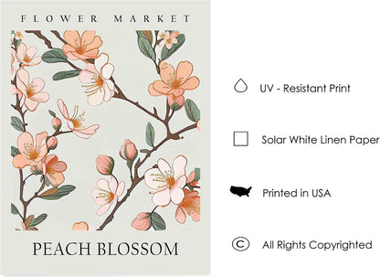 Peach Blossom Flower Market Unframed Poster Art Print, Floral Wall art Decor, Botanical Artwork Bedroom Bathroom Living room Decoration 47 (Peach Blossom, 10"L x 8"W, Unframed)