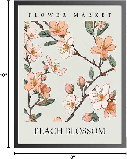 Peach Blossom Flower Market Unframed Poster Art Print, Floral Wall art Decor, Botanical Artwork Bedroom Bathroom Living room Decoration 47 (Peach Blossom, 10"L x 8"W, Unframed)