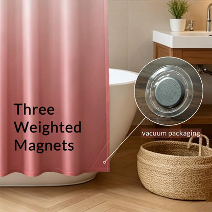 Ombre Pink and White Shower Curtain Liner,Waterproof Fabric Shower Curtain with 3 Weighted Magnets, Odorless Cloth Lightweight Bathroom Curtain,Sturdy Rustproof Grommets,72 x 72