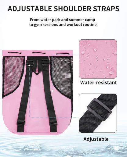 Mesh Swim Bag, Drawstring Beach Backpack