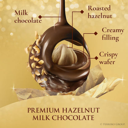 Ferrero Rocher Gourmet Hazelnut Milk Chocolate Gift Box, 42 Individually Wrapped Chocolates, 18.5 oz