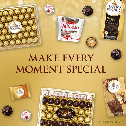 Ferrero Rocher Gourmet Hazelnut Milk Chocolate Gift Box, 42 Individually Wrapped Chocolates, 18.5 oz