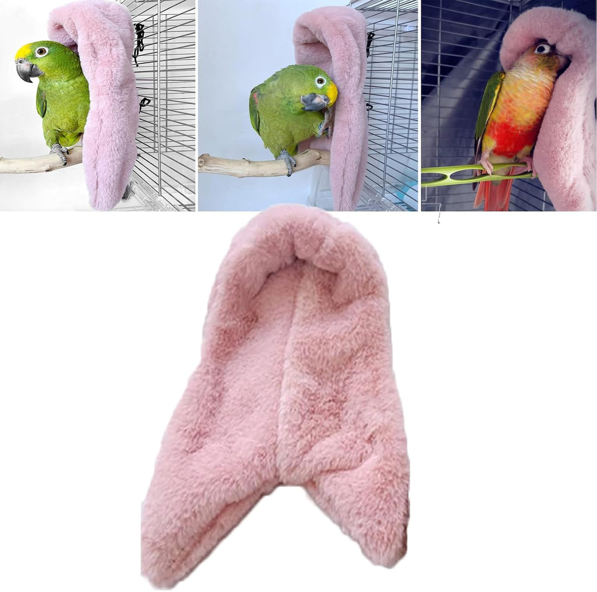 Corner Fleece Bird Blanket for Cage, Cozy Bird Bed Warmer Parrot House Cage Hanging Hammock Toy, Small Animals Shelter Plush Bedding, Cuddle Nest Hanging Toy for Parakeet Cockatiel Conure Lovebird(L)