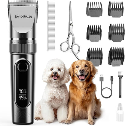 Dog Clippers Low Noise, 2-Speed Quiet Dog Grooming Clippers Kit Cordless Rechargeable Pet Shaver Hair Clippers Trimmer for Small & Large Dogs,Cats and Animals（Grey）