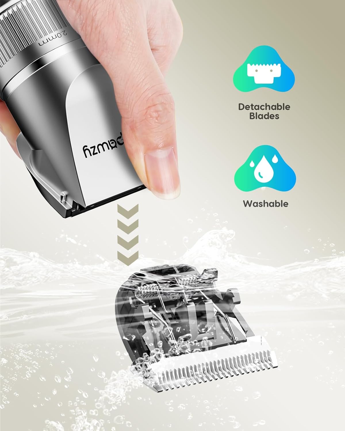 Dog Clippers Low Noise, 2-Speed Quiet Dog Grooming Clippers Kit Cordless Rechargeable Pet Shaver Hair Clippers Trimmer for Small & Large Dogs,Cats and Animals（Grey）