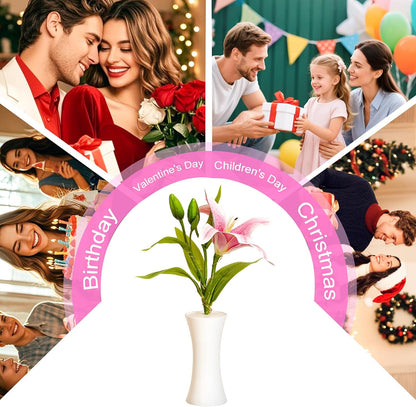 Pink Artificial Lily LED Lamp, Home Decor Light Birthday Gifts for Women