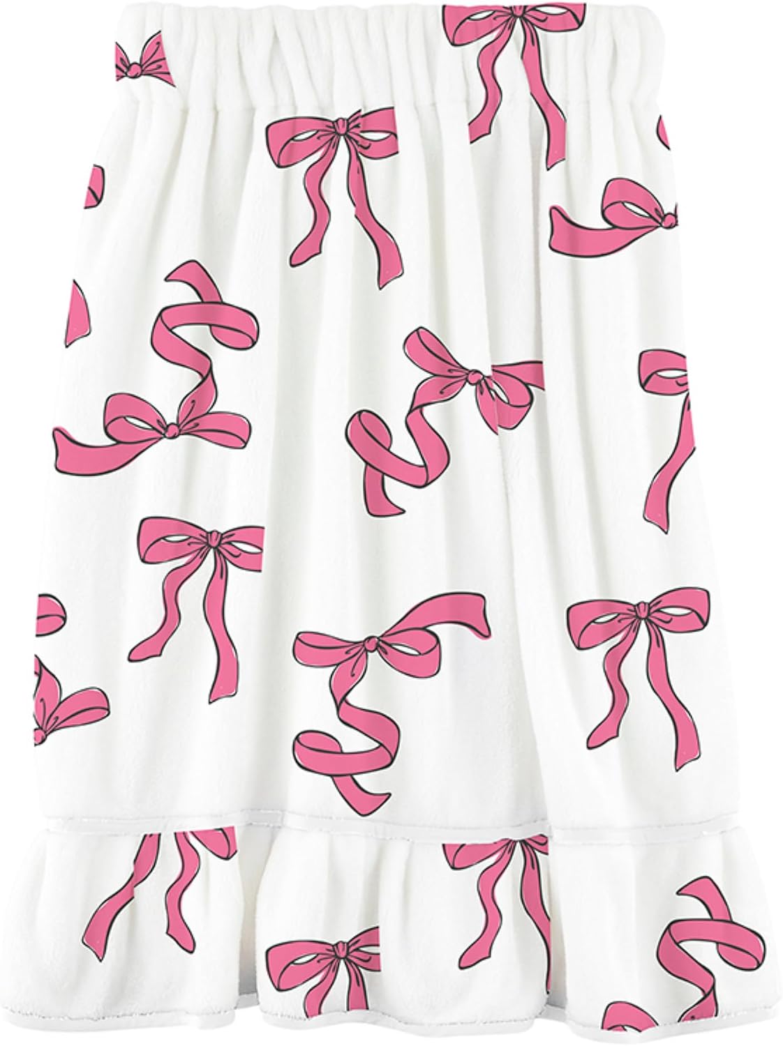 Ultra Soft Plush Luxury Spa Shower Bath Wrap with Adjustable Closure, One Size, Pink Bows