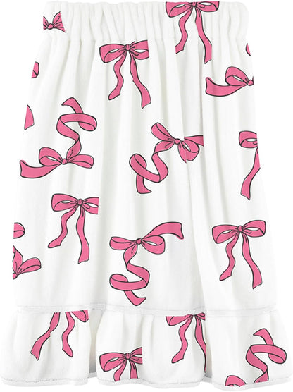 Ultra Soft Plush Luxury Spa Shower Bath Wrap with Adjustable Closure, One Size, Pink Bows