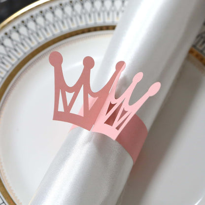 50pcs Napkins Rings Bulk, Pink Tiara Napkin Holder Crown Buckles for Table Decorations, Christmas,Wedding, Dinner,Party, DIY Decor (Pink, 1.7inch)
