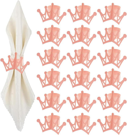 50pcs Napkins Rings Bulk, Pink Tiara Napkin Holder Crown Buckles for Table Decorations, Christmas,Wedding, Dinner,Party, DIY Decor (Pink, 1.7inch)