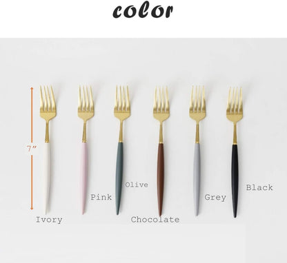 /Luxury Dessert Spoon & Dessert Pork & Butter knife SET OF 3 (Same color)/6 different color you can choose! (Pink)