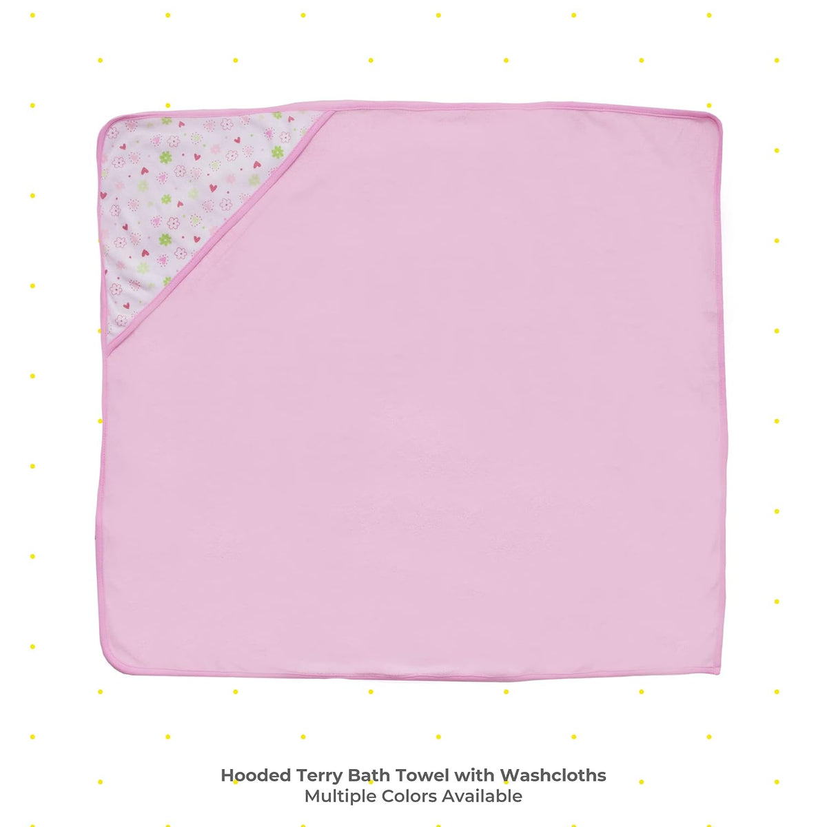 2 Hooded Towel 2 Washcloths Set, Pink Butterfly