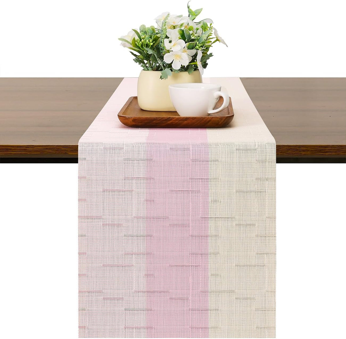 Table Runner 53 Inches Long, Vinyl Woven Farmhouse Table Runners