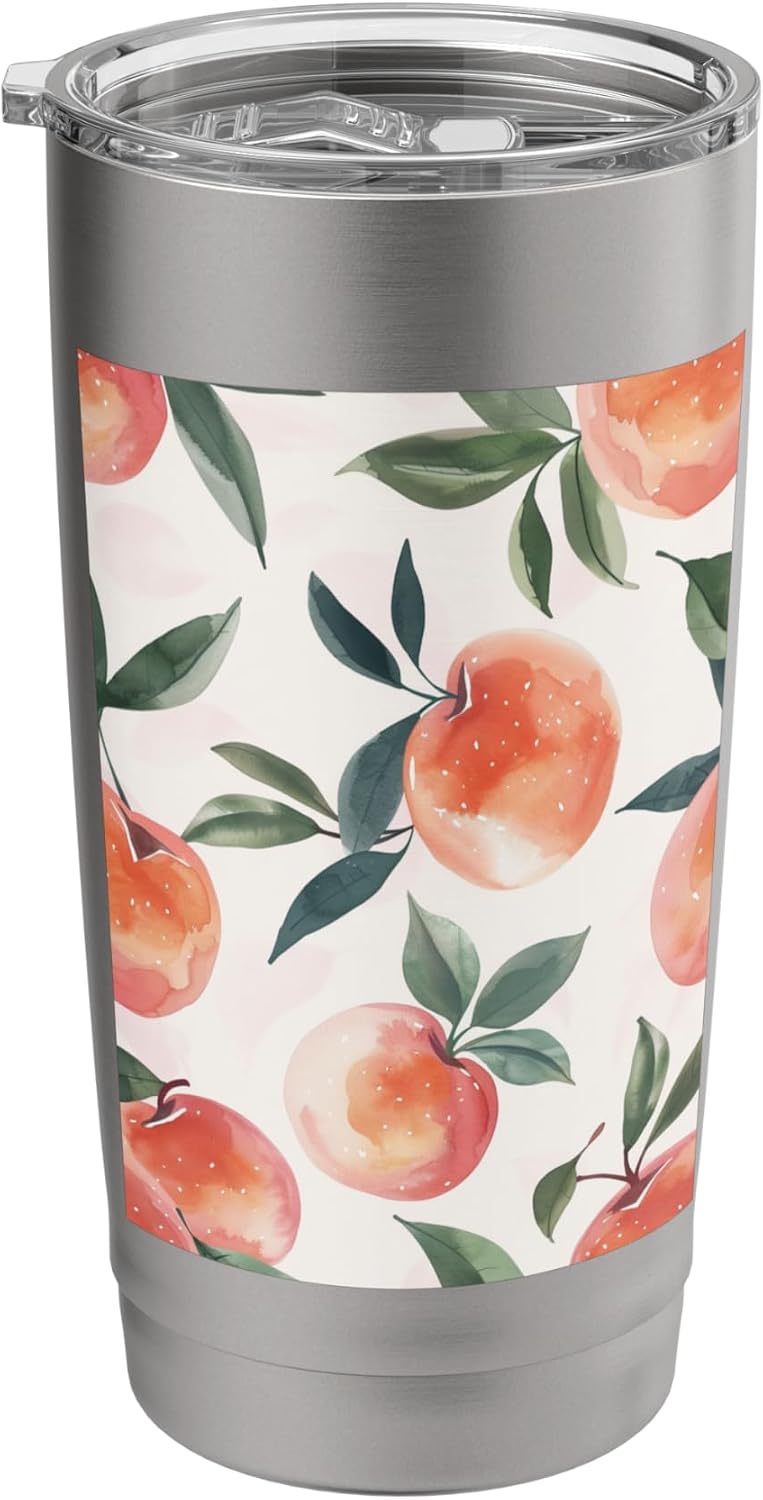 Peach Pattern Art Vintage Fruit Stainless Steel Insulated Tumbler
