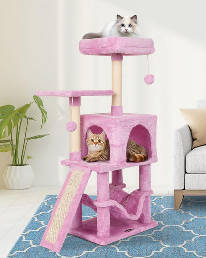 Cut Cat Tree Cat Tower Condo with Hammock Kittens Scratching Post Pink