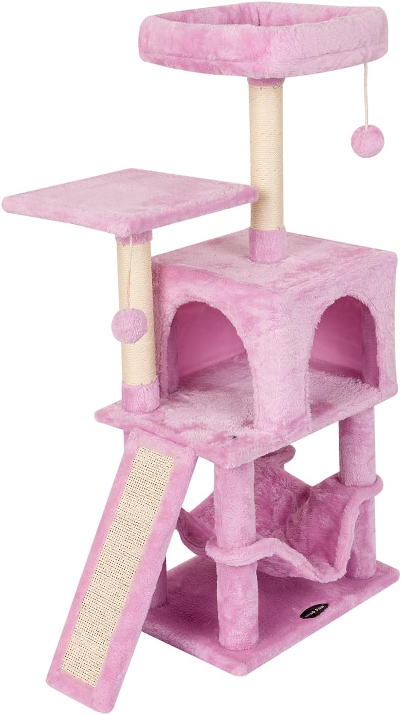 Cut Cat Tree Cat Tower Condo with Hammock Kittens Scratching Post Pink
