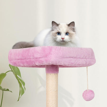 Cut Cat Tree Cat Tower Condo with Hammock Kittens Scratching Post Pink