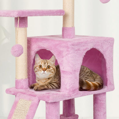 Cut Cat Tree Cat Tower Condo with Hammock Kittens Scratching Post Pink