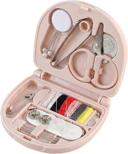 Portable 1set Mini Sewing Kit for Travel Accessories, Needle and Thread Repair for Sewing (Pink)