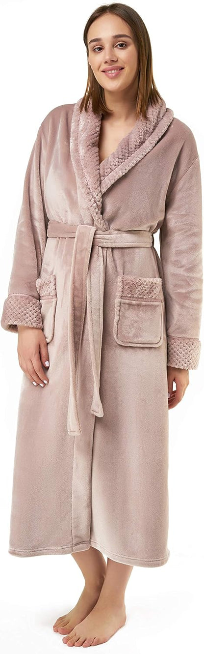 Oversize Premium Luxury Ultra Soft Warm Robes for Women Plush Fleece Bathrobe for Women with and Spacious Pockets