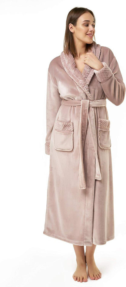 Oversize Premium Luxury Ultra Soft Warm Robes for Women Plush Fleece Bathrobe for Women with and Spacious Pockets