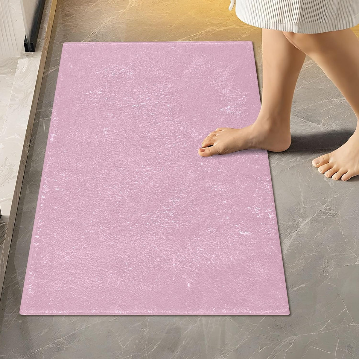 Light Pink Bathroom Rug Rectangular Bath Mat Non Slip Bath Rugs Absorbent Shaggy Bathmats for Sink Shower 16" x 24"