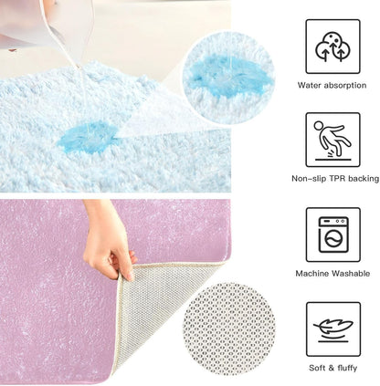 Light Pink Bathroom Rug Rectangular Bath Mat Non Slip Bath Rugs Absorbent Shaggy Bathmats for Sink Shower 16" x 24"