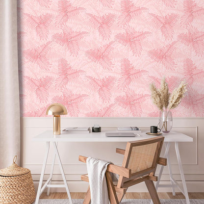 Pink Tropical Wallpaper Peel and Stick Palm Leaves Wallpaper for Bathroom Bedroom 17.7''x118'' Prepasted Removable Botanical Wallpaper Pink Contact Paper for Cabinets Drawers Shelves Walls