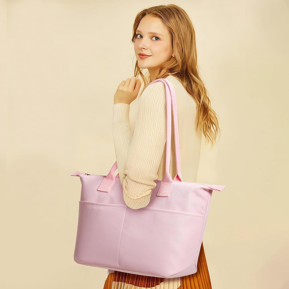Tote Bag for Women, Casual Hobo Foldable Shoulder Zipper Handbag