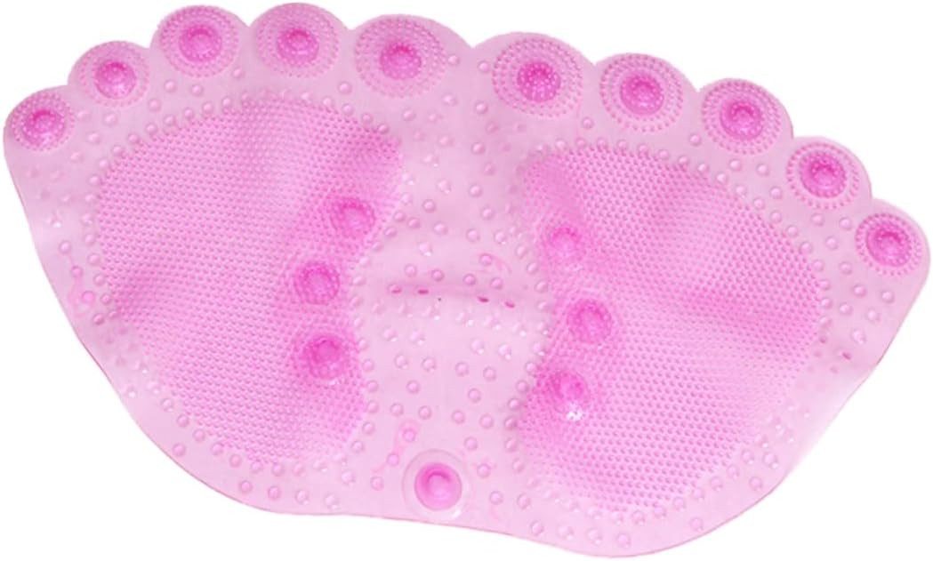 Pink PVC Bathroom Non-Slip Mat with Suction Cup Design